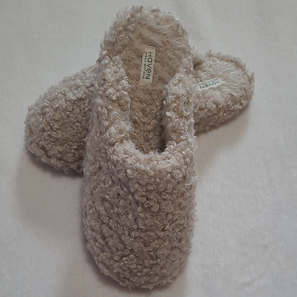 Haven Faux Shearling Cozy Slippers - Beige